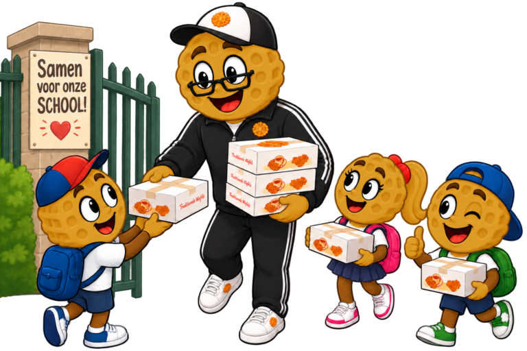 Mascotte bij de opbrengst van de actie