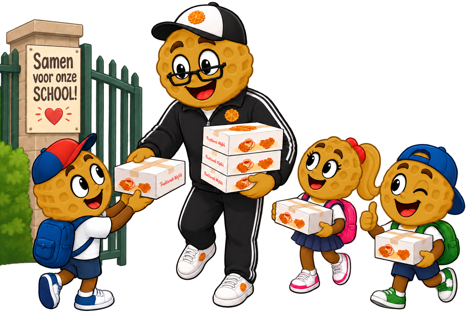 Mascotte bij de opbrengst van de actie