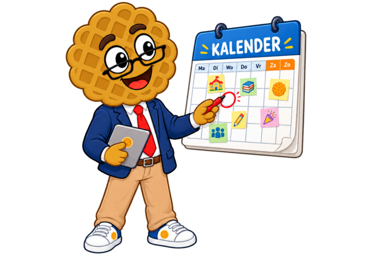Mascotte bij het plannen van de lever- of afhaaldatum