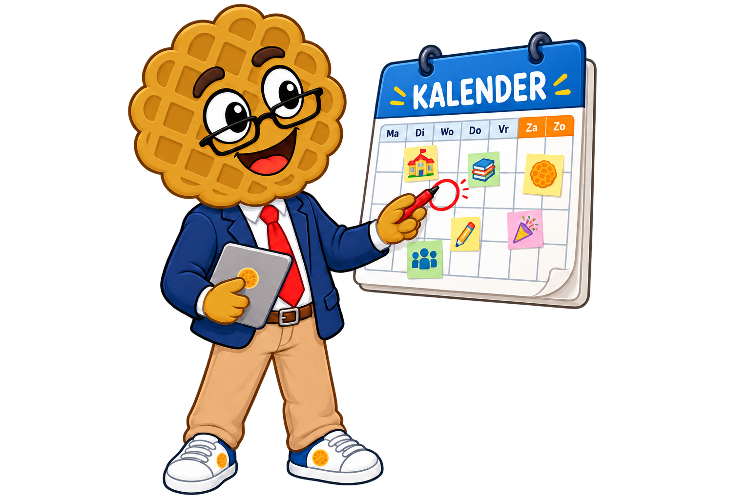 Mascotte bij het plannen van de lever- of afhaaldatum
