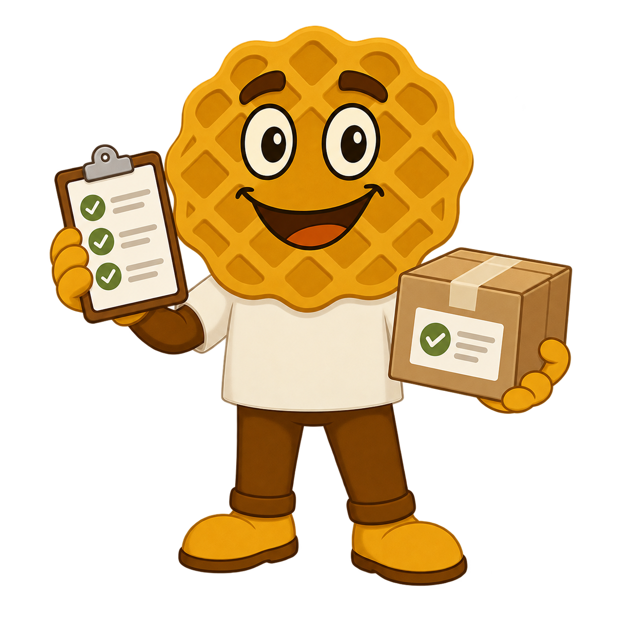 Mascotte bij het verzamelen van de bestelling