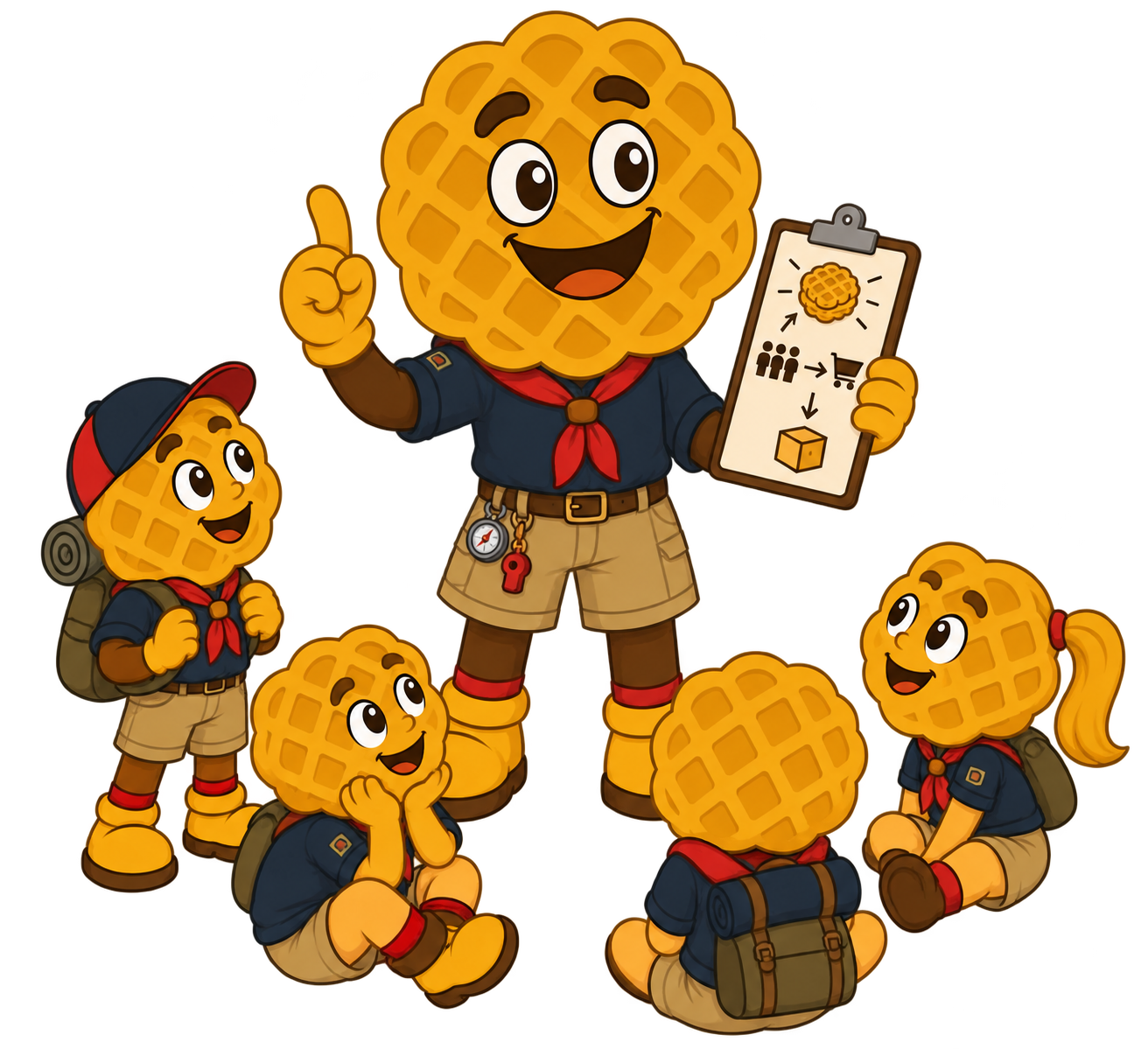 Mascotte met een idee voor de wafelverkoop