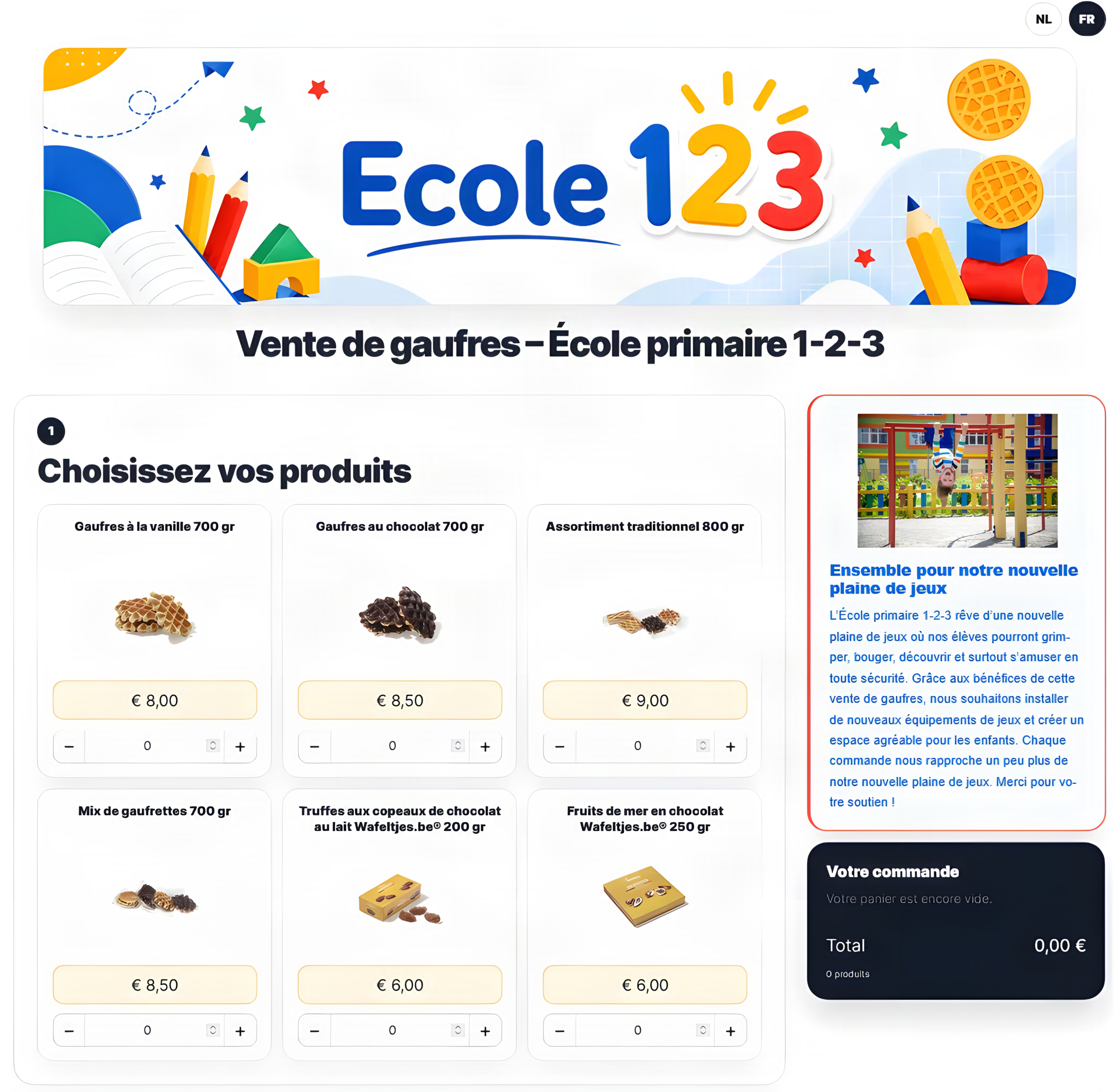 Exemple d’une action de vente en ligne dans Wafeltjesshop