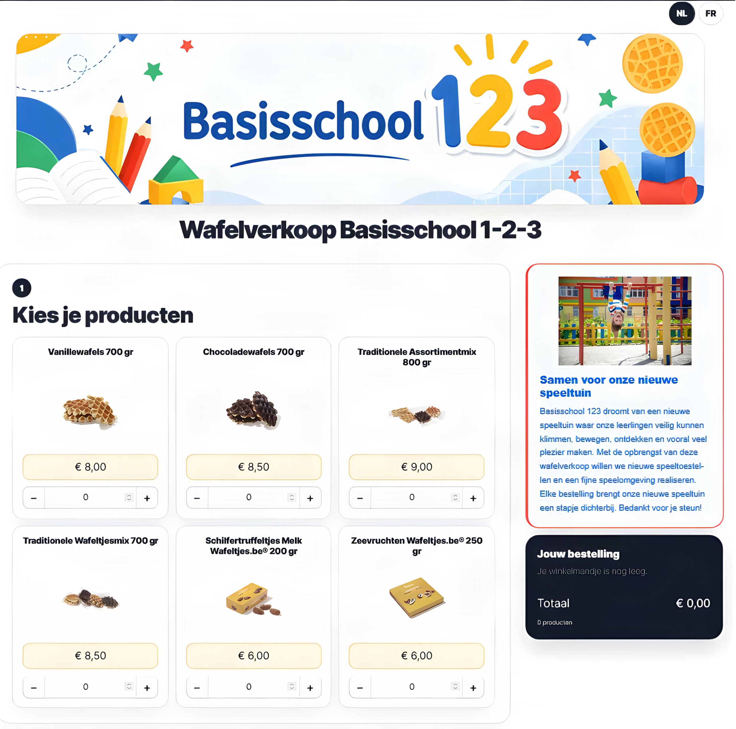 Voorbeeld van een online verkoopactie in Wafeltjesshop